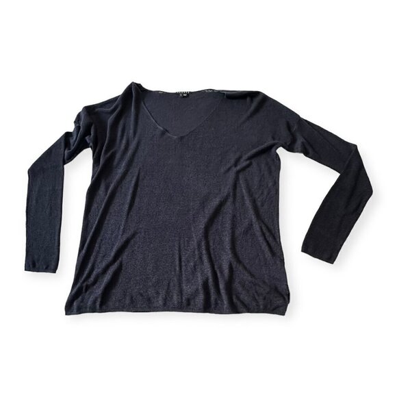 Theory Larlissa Sag Harbor Blue Linen Blend V neck Sweater, Size L - Picture 4 of 13